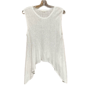 Eileen Fisher white linen round neck handkerchief hem knit tank Small sleeveless